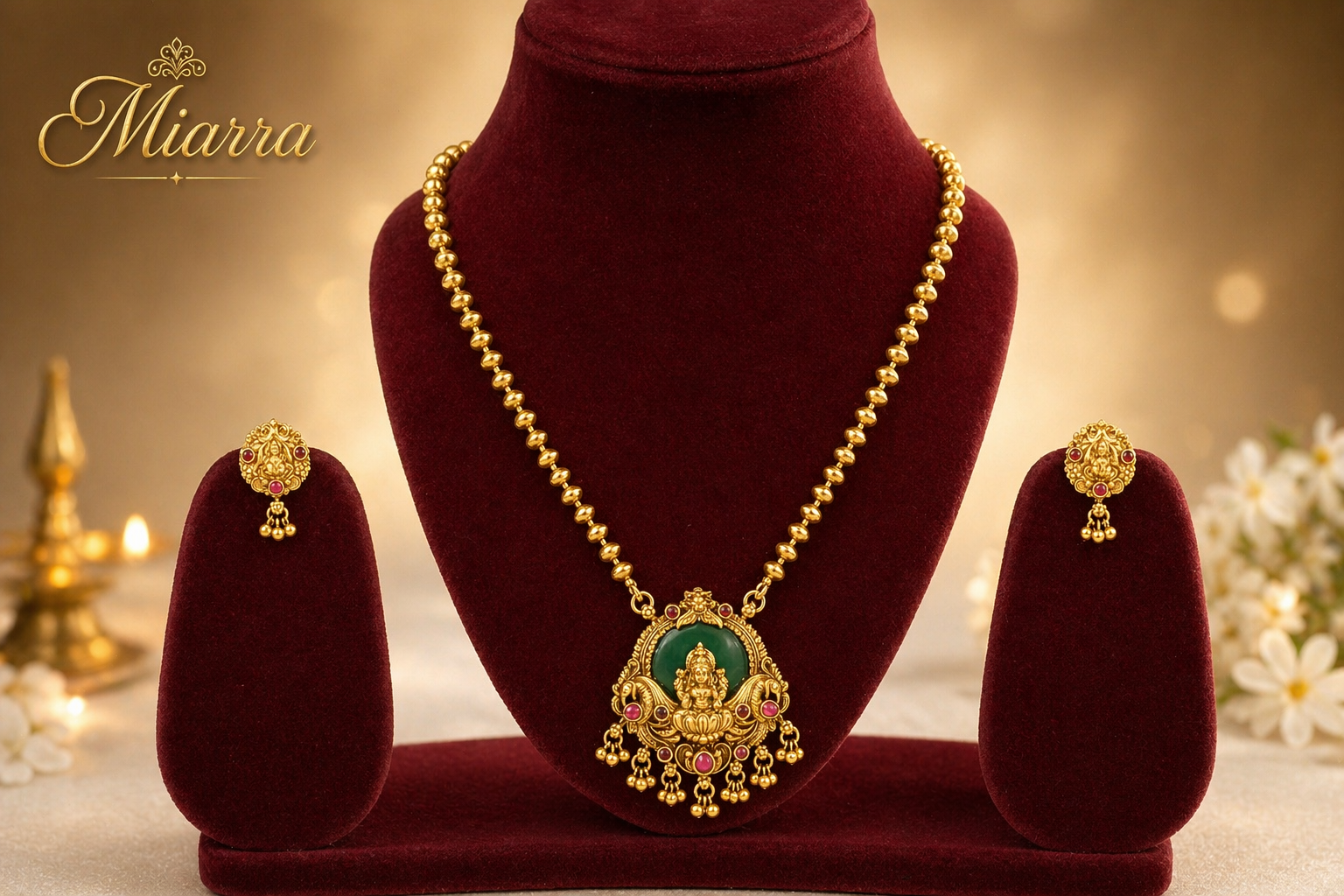 Emerald Lakshmi Aura Necklace Set