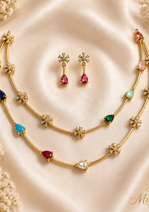 DoubleLayerthinNecklacePearlFlower (DLNPF0001)