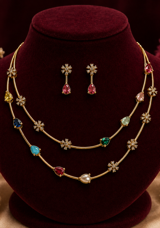 DoubleLayerthinNecklacePearlFlower (DLNPF0001)