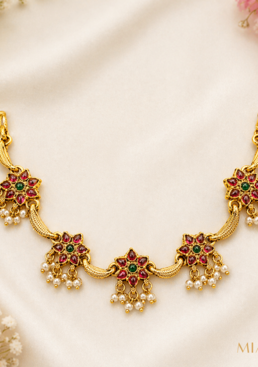 FlowerWithPearlSimpleChoker (FPSC001)