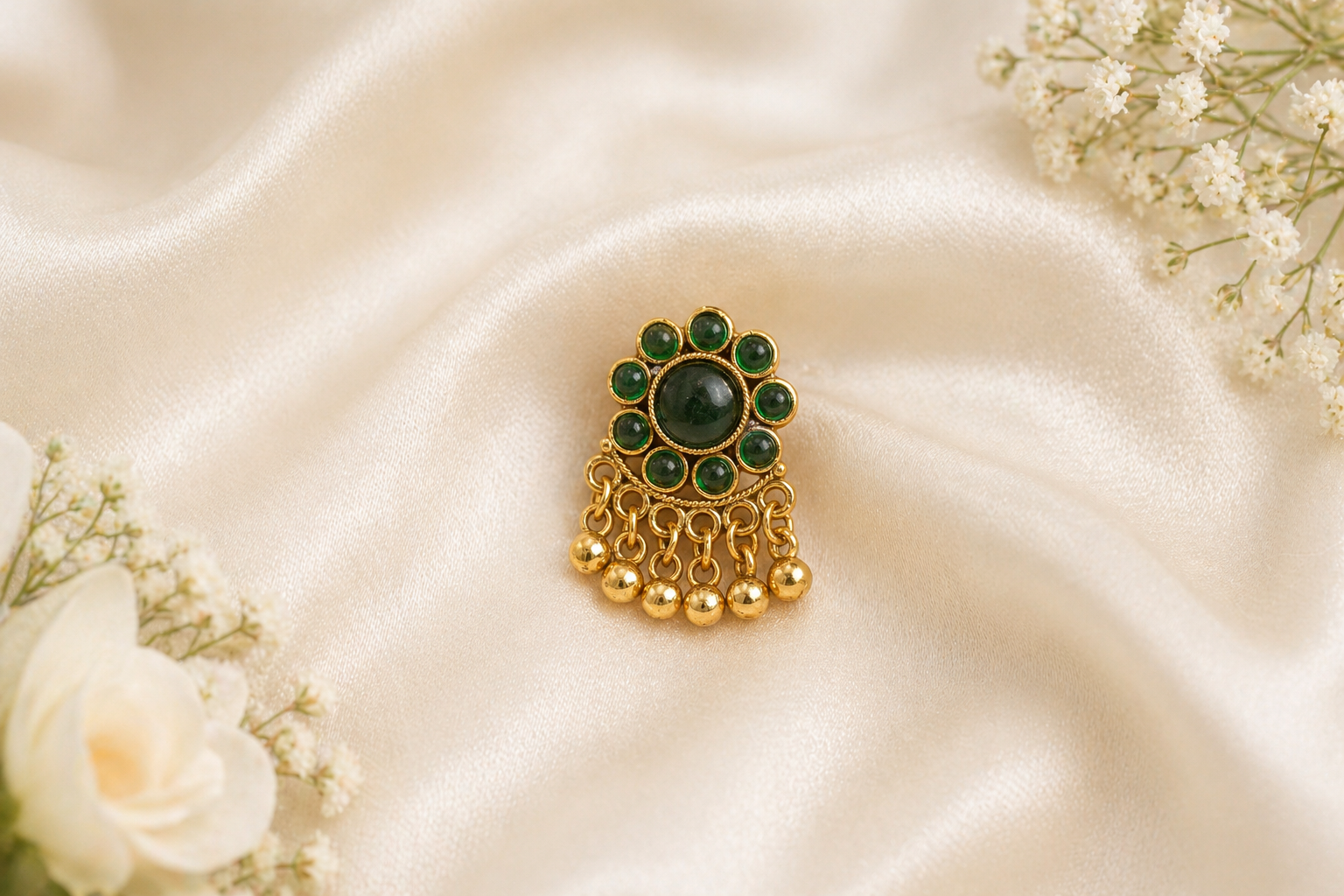 GreenChokerWithgoldPearl (GCWGP001) - Image 1
