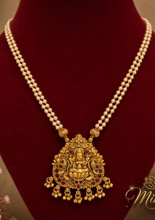 LakshmiPendantPearlLongNecklace (LPPLN001)