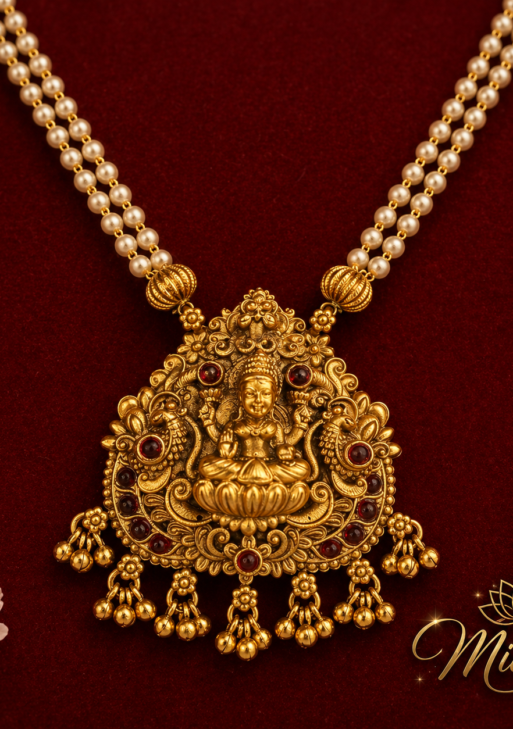 LakshmiPendantPearlLongNecklace (LPPLN001)